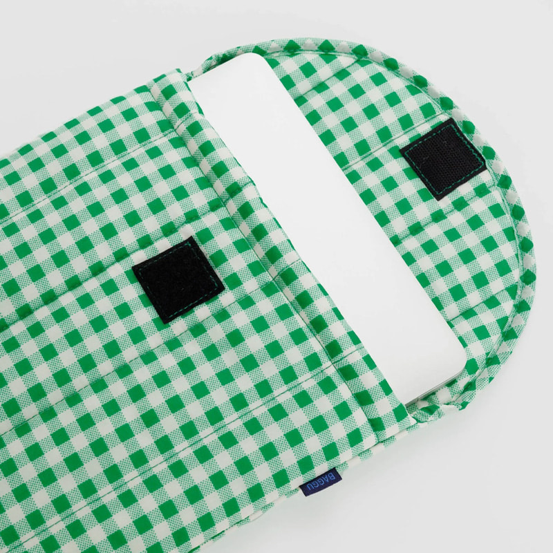Puffy Laptop Sleeve 13&quot;/14&quot; - Green Gingham