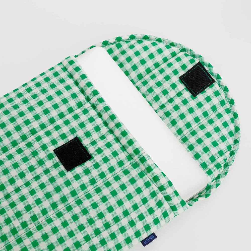 Puffy Laptop Sleeve 16&quot; - Green Gingham